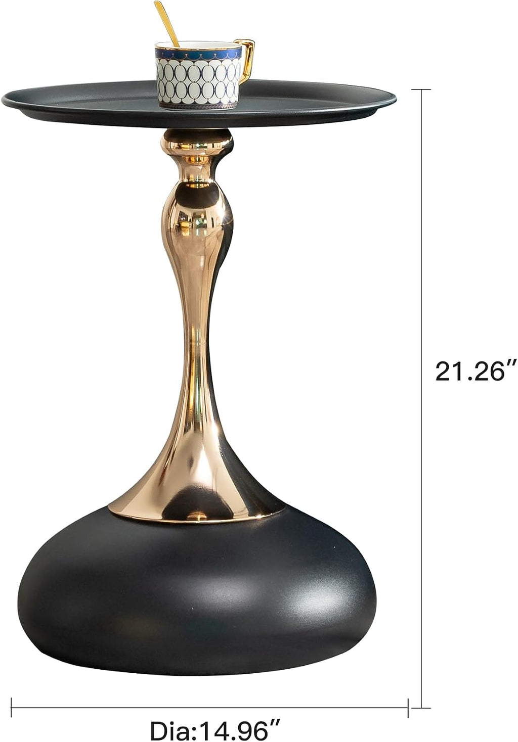End Tables, Small Round Side Table Corner Drink Tables Small Coffee Table Cocktail Table, Metal Frame Sofa Side Snack Table Bedside Table Nightstand for Bedroom Living Room Patio Bar, Black