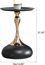 End Tables, Small Round Side Table Corner Drink Tables Small Coffee Table Cocktail Table, Metal Frame Sofa Side Snack Table Bedside Table Nightstand for Bedroom Living Room Patio Bar, Black