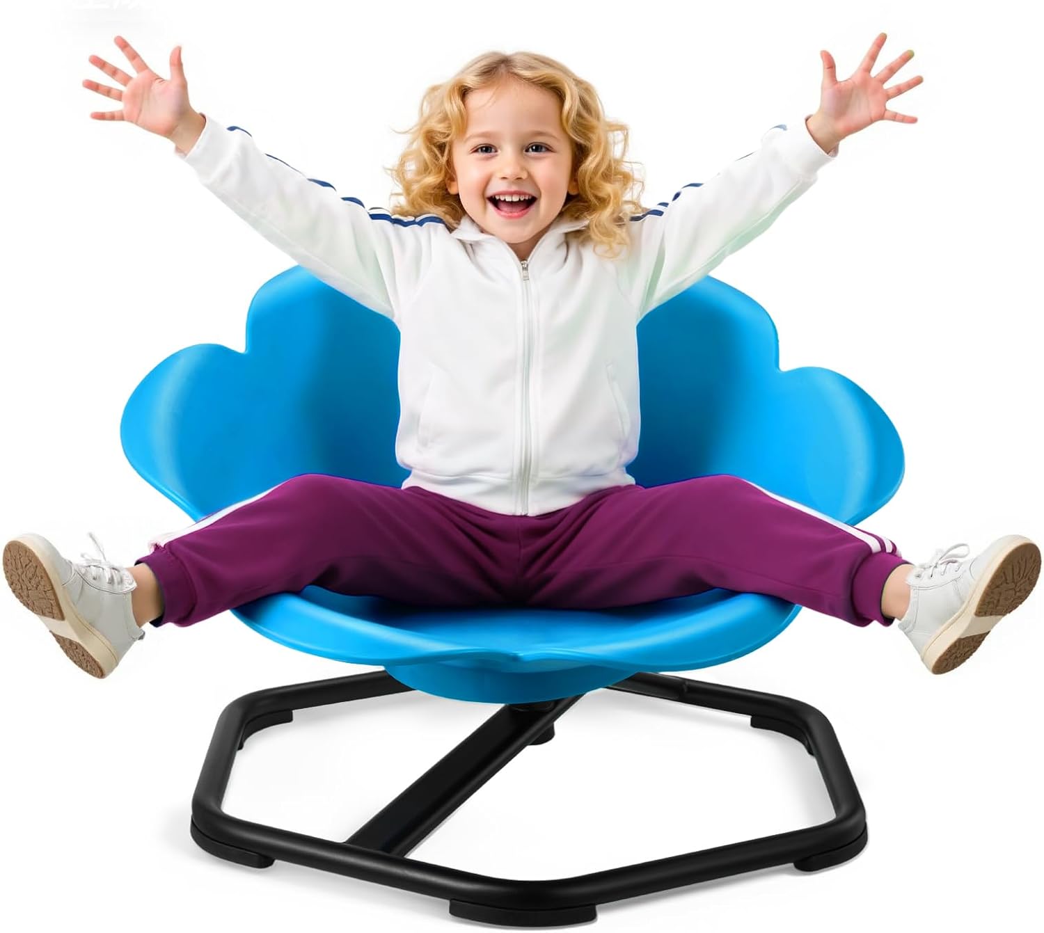 VEVOR Kids Swivel Chair, 220 lbs Capacity, Cylinder Shape Sensory Spinning Chair, Autistic Kids Sensory Toy Seat with Non-Slip Metal Base, Toddler Sit & Spin Seat for Coordination Balance Focus, Blue