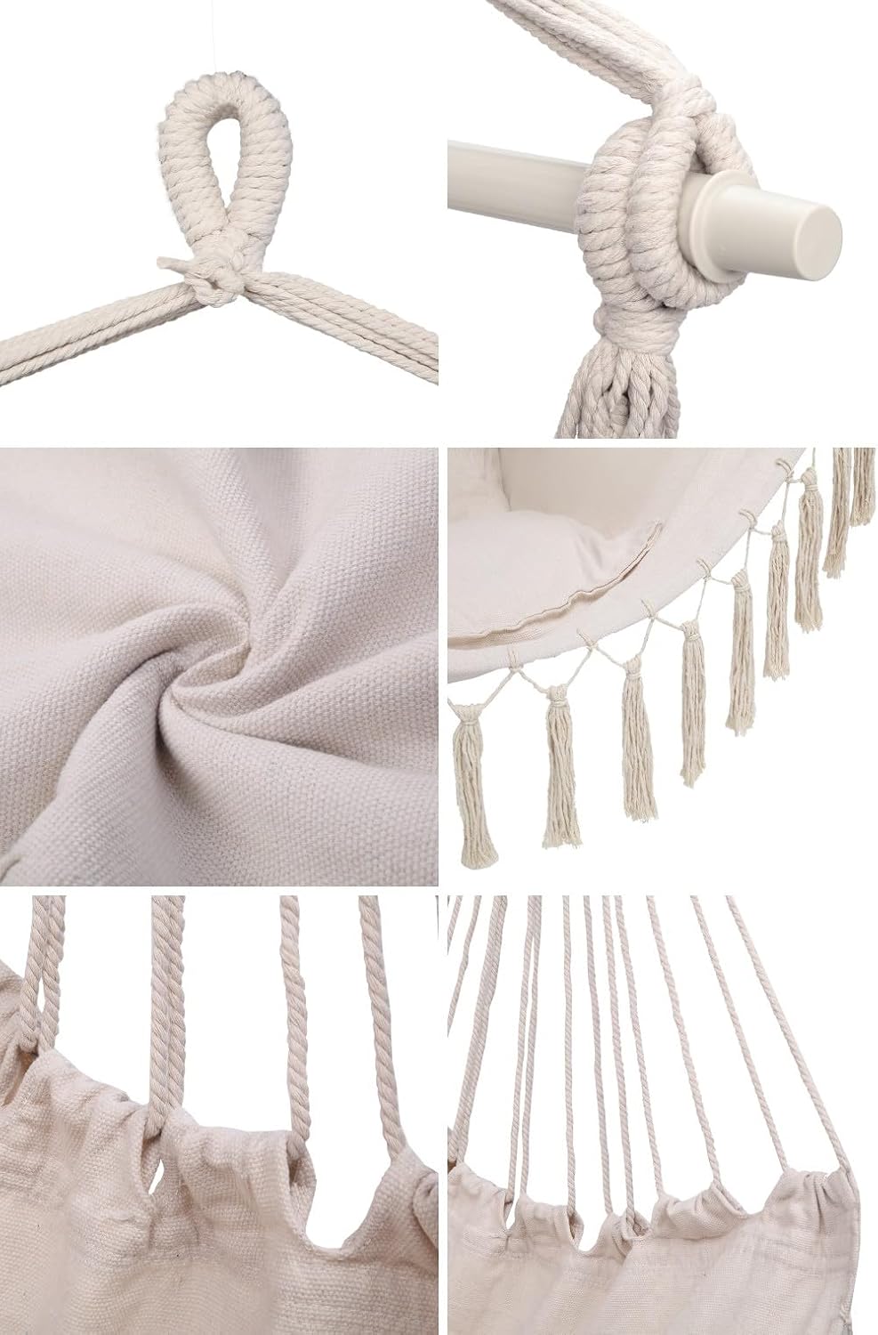 Hammock Chair Hanging Swing, Easy Install Indoor Outdoor Swing Chair with Cushions, Foldable for Bedroom Dorm Camping Patio