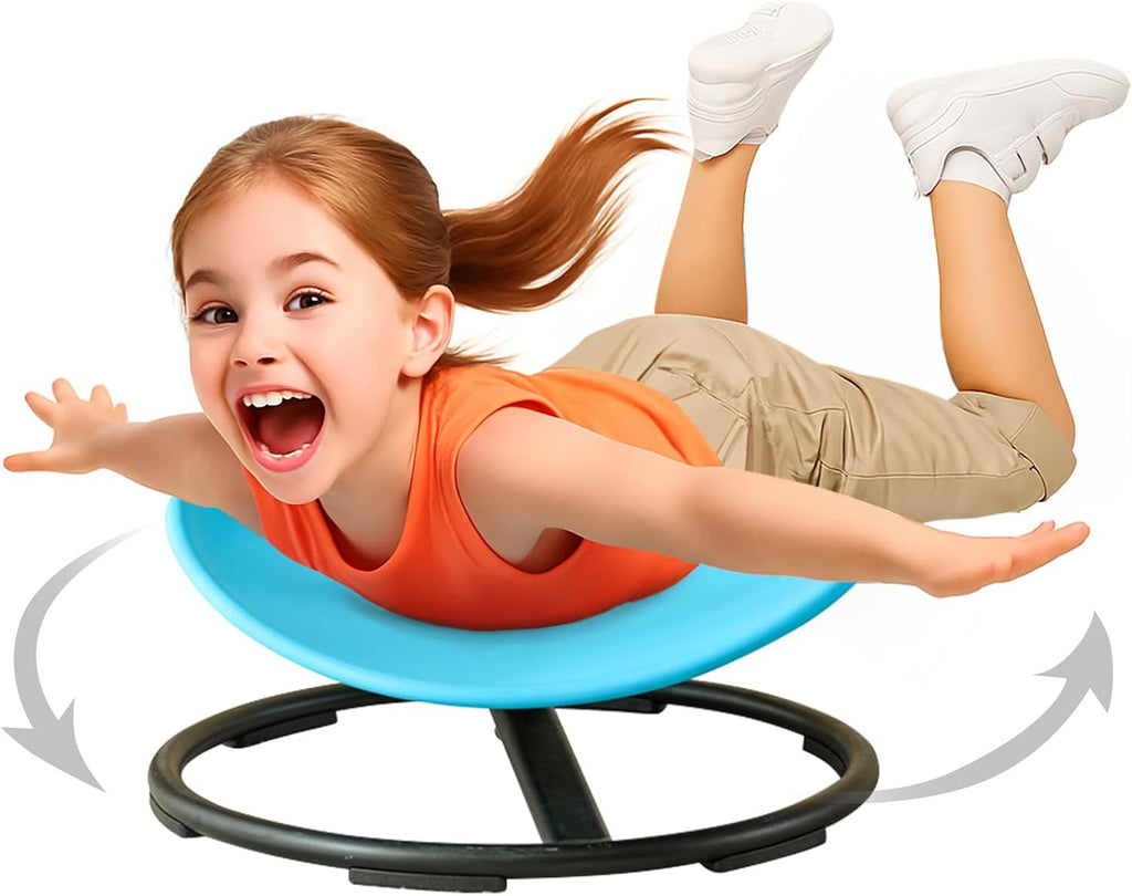 Kids Sensory Spinning Chair for Autism Ages 3+, Sit and Spin Swivel Chair for Kids with ADHD, Sensory Chairs for Autistic Children, Sensory Toys for Motion Sickness Relief, Balance Training (Blue)