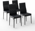 Modern Dining Chairs Set of 4, PU Leather Dining Chairs with Curved Back, Space-Saving Kitchen Chair with Thick Cushions for Dining Room, Living Room, Apartment, Small Space, Black