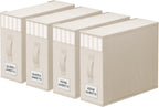 StorageTastic 4 Pack Bed Sheet Closet Organizers and Storage,Sturdy Foldable Storage Containers with Window and Label,Storage and Organization for Bedding Sheets,Duvet Covers,Blankets (Beige)