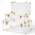 Wesiti Clear Acrylic Bridal Keepsake Trunk, Decorative Storage Chest with Lid & Handles, Bridal Wedding Memory Box for Photos, Gifts, Special Moments, Closet & Home Organization(2,Large,Small)