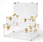 Wesiti Clear Acrylic Bridal Keepsake Trunk, Decorative Storage Chest with Lid & Handles, Bridal Wedding Memory Box for Photos, Gifts, Special Moments, Closet & Home Organization(2,Large,Small)