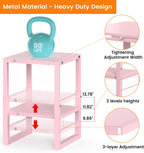 LIDTOP Locker Organizer Shelf Pink, Adjustable Width and Height, Stackable Metal Locker Storage Organization, Ideal Locker Fits Standard Size School, Office, and Gym Lockers