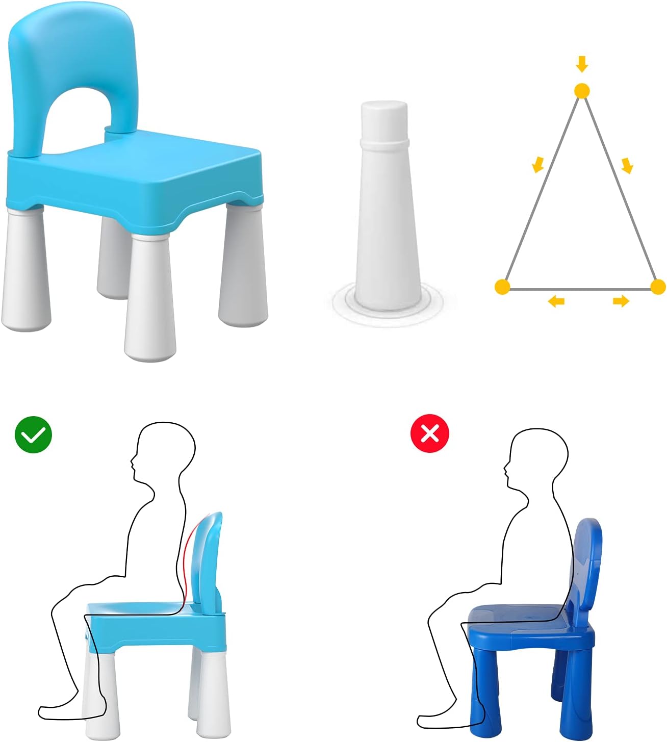 burgkidz Toddler Chair for Kids Ages 2-4, Plastic Kids Chair with 9.3" Seat Height, Lightweight & Durable, Easy-Clean for Indoor/Outdoor Use, Favorite Calming Blue for Boys Girls
