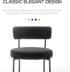 Boucle Dining Chairs Set of 6, Mid Century Modern Dining Room Chairs with Metal Legs, Upholstered Kitchen Chairs for Dining Room, Kitchen (Black)