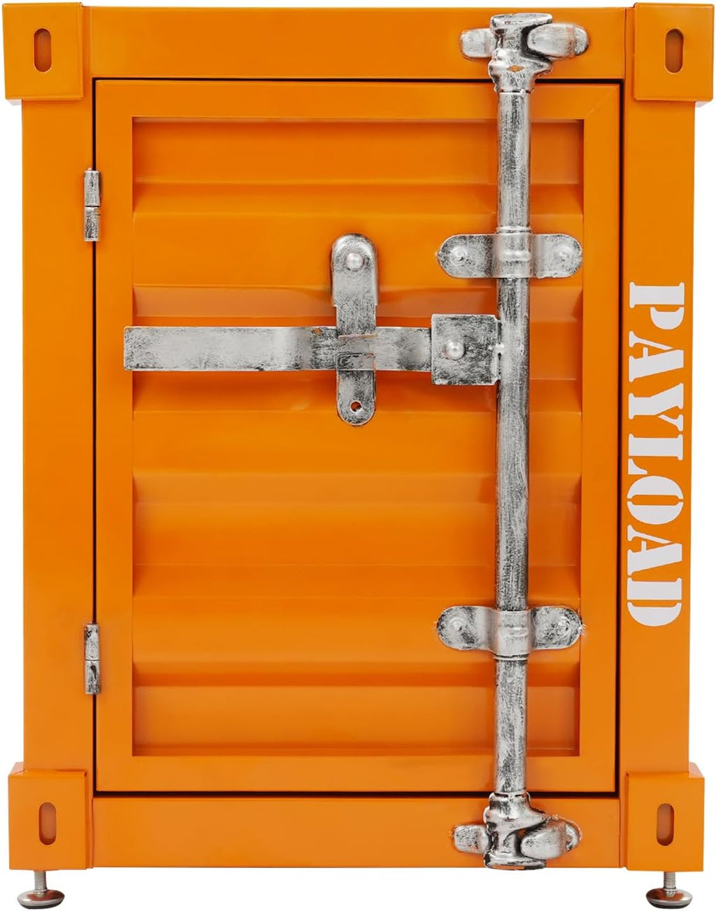 Industrial Wind Bedside Table, End Tables, Container Style Locker Wrought, Tinplate Bilayer Side Table, Metal Locker Nightstand with Combination Lock for Bedroom, Living Room, Office - Orange