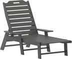 Taylor & Logan Edgley Adjustable Adirondack Lounger with Cup Holder- All-Weather Indoor/Outdoor HDPE Lounge Chair in Gray