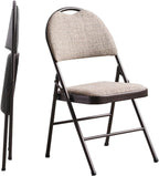 Foldable Chair-Metal Folding Chairs Stools -Portable Commercial Event Seat -Cloth Seats,Scratch Resistant,Ergonomic,42cm seat Height(Khaki)