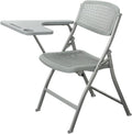 Folding Office Training Chair with Writing Board Ergonomic Back Seat Height 47cm Hollow Breathable Plastic Design Gray Color(Grau)