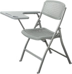 Folding Office Training Chair with Writing Board Ergonomic Back Seat Height 47cm Hollow Breathable Plastic Design Gray Color(Grau)