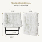 Comfy Saucer Chair, Faux Fur Disc Chair Foldable, Lounge Lazy Chairs for Living Room Bedroom Dorm, Reading Chair for Kids Adults Girls Teens, White