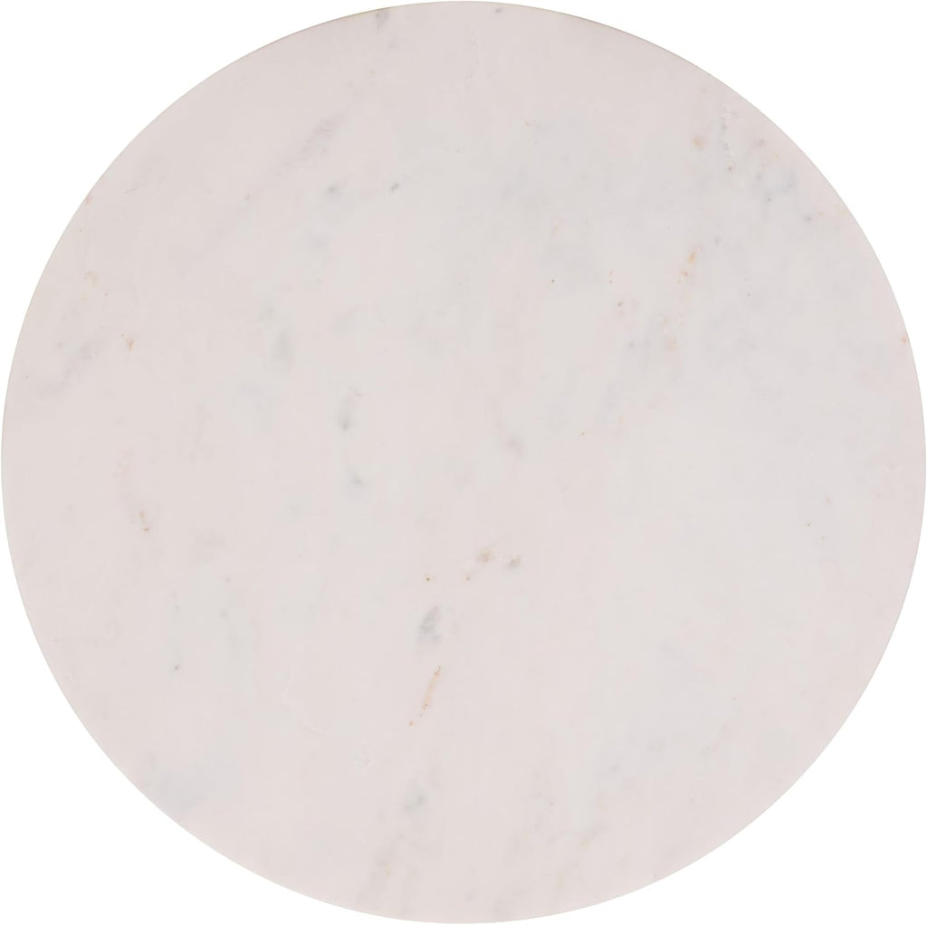 SAFAVIEH Home Collection – Kashi Clear Glass & White Marble Round Side Table, Modern Pedestal Accent Table, Fully Assembled (ACC3217A)
