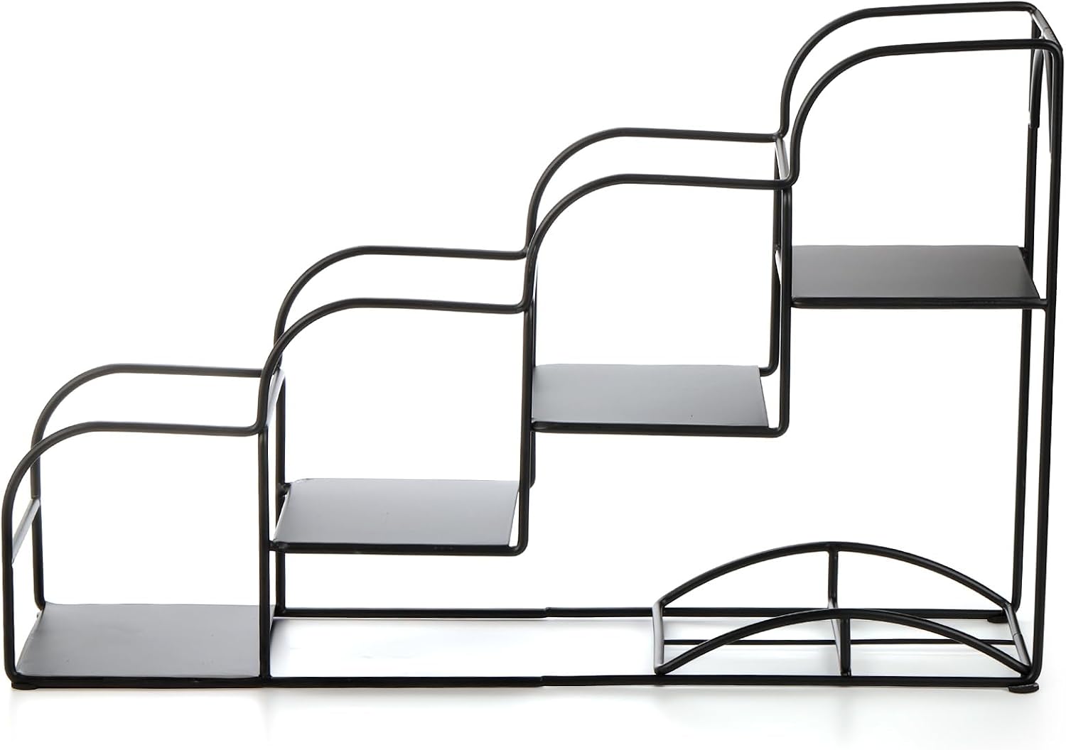 Noamus 4-Tier Syrup Bottle Holder, Iron 4 Compartment Bottle Organizer Rack, 16" Countertop Display Storage Shelf Bottle Stand, Metal Coffee Bar Organizer for Dressing, Wine, Juice, Kitchen, Black