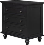 28'' Painted Nightstand with Pull Out Tray, Bedside Cabinet with 3 Drawers, Sofa Side Table with Rubber Legs and Metal Handle for Bedroom Sofa Couch Office