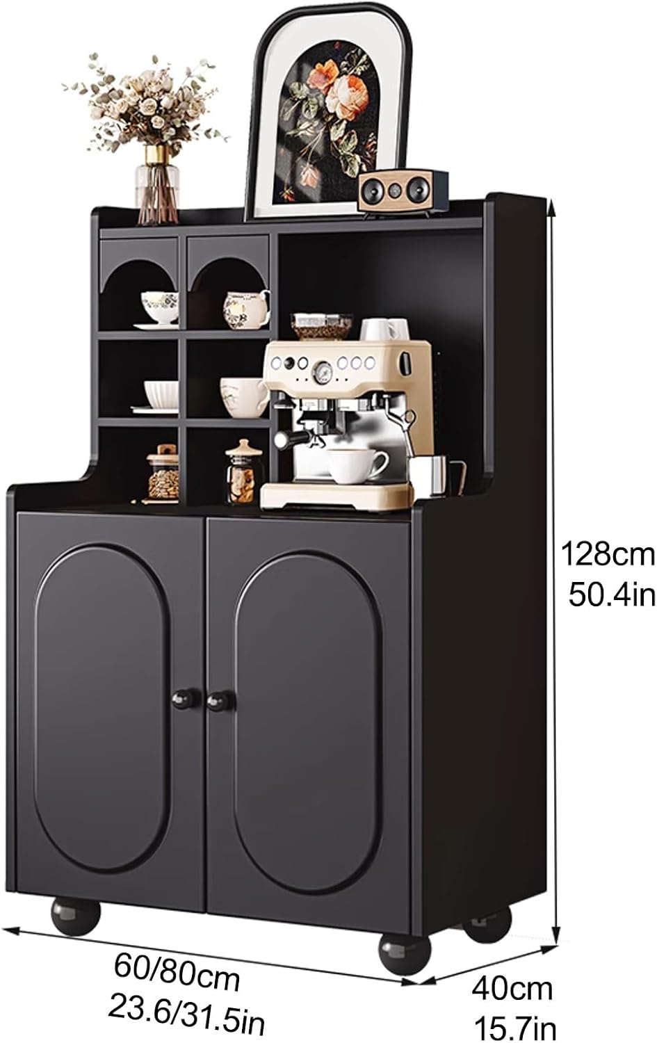 Kitchen Pantry Cabinet, Farmhouse Pantry Storage Cabinet, Freestanding Kitchen Cupboard, Modern Hutch with Storage Drawers, for Dining Room Living Room Furniture(White,128x60cm/50.4x23.6in)