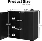 Rophefx Fluted Sideboard Cabinet, 63" Buffet Cabinet with Storage, Credenza Storage Cabinets with Adjustable Shelf, Wood Entryway Cabinets with Pop-up Doors for Living Room, Entryway, Black Grey