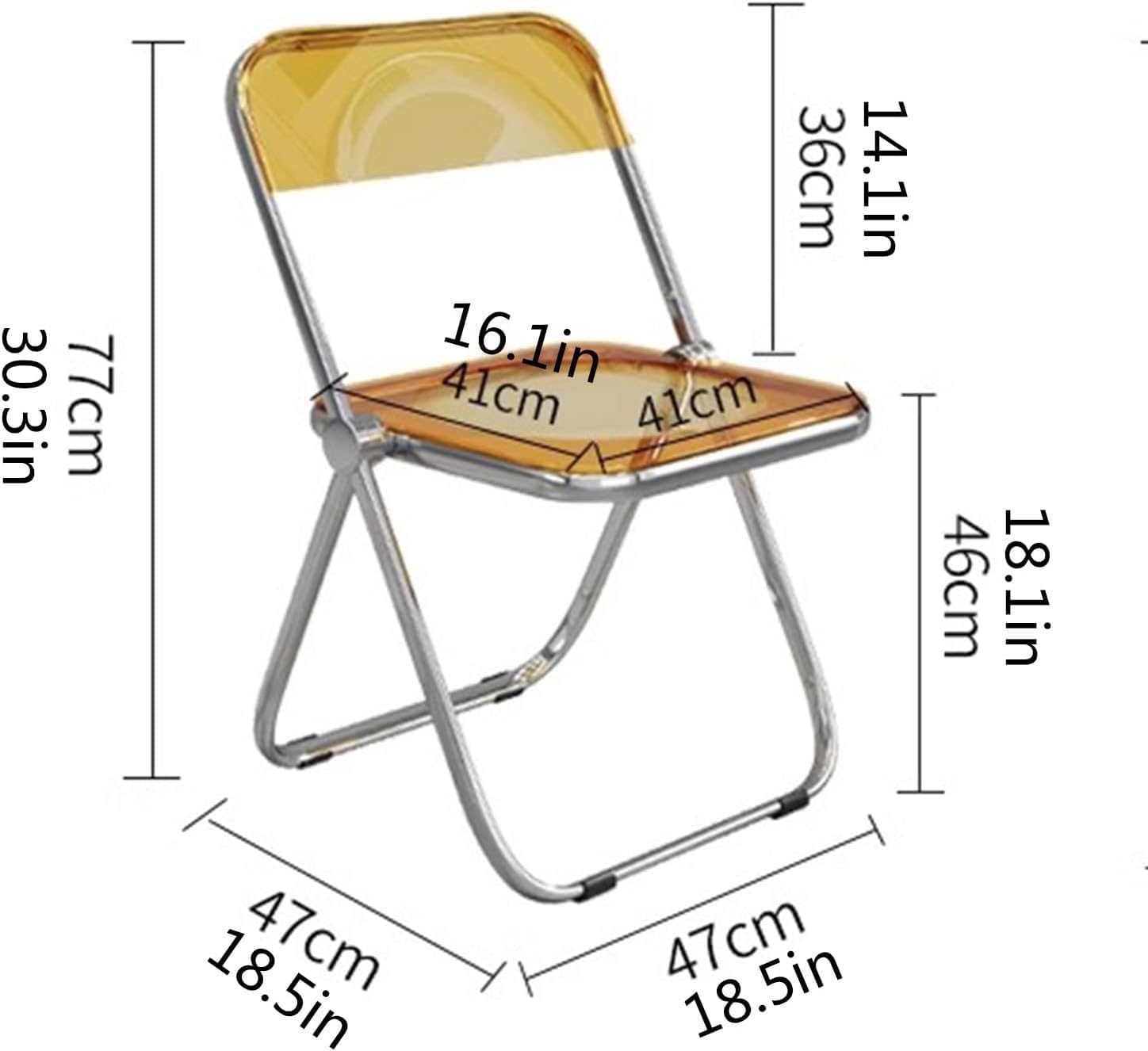 Modern Folding Dining Chair for Bedroom Home Transparent Backrest Stool with Simple Design Green Dining(Red)
