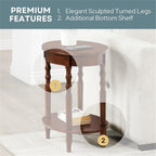 Pemberly Row Oval End Table with Shelf, 20.5 x 15.25 x 24.25 in, Solid Wood Legs, Espresso Veneer Finish, Bottom Shelf Storage, Classic Accent Table for Living Room or Bedroom Use