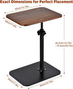 Side Table, Couch Side Table, C Table Adjustable Swivel Sofa Tray Table with Heavy Metal Base, 11.8×15.7in C Shaped End Table for Couch, Bed, or Living Room