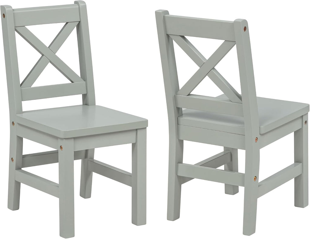 eHemco Solid Hard Wood X Back Kids Chair, Sage Green, Set of 2