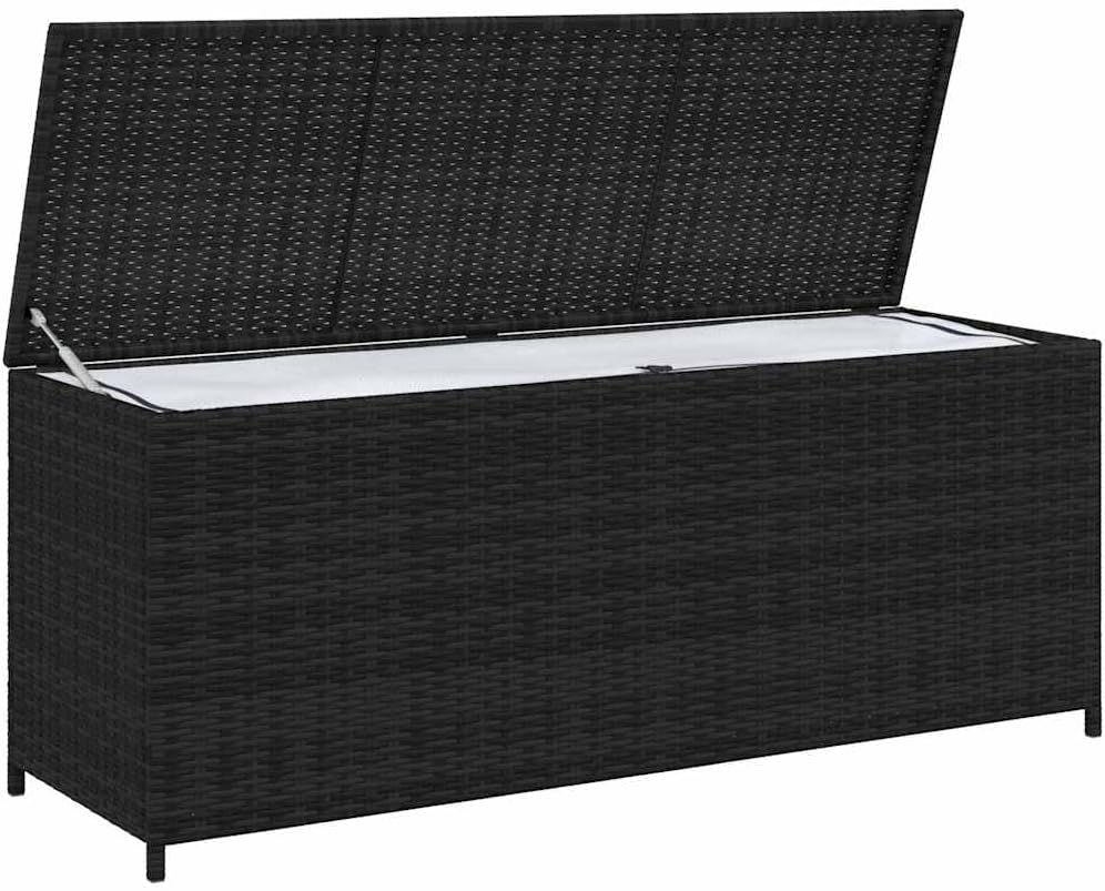 Outdoor Storage Box, PE Rattan Garden Deck Bin with Powder-Coated Steel Frame, 2-Person Bench Seat for Patio, Balcony, Backyard Organization
