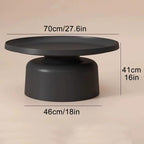 Carbon Steel Round Side Table with Raised Edge, Scratch-Resistant Small end Tables Living Room, Nightstand for Small Spaces, Balcony, Bedroom(Black,70x41x46cm)