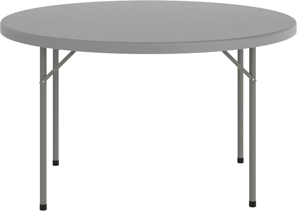Flash Furniture Kathryn 4' Round Plastic Folding Event Table for Parties and Trade Shows, Portable Indoor/Outdoor Event Banquet Table, Granite Dark Gray