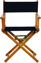 HomeStock Antique 18" Director's Chair Solid Wood Folding Chair with Armrests, Canvas Seat, Compact Foldable Frame, 33.75 x 21.75 x 16 in, 18 in Seat Height, Weighs 10 lb Navy blue/18-Inch Honey Oak