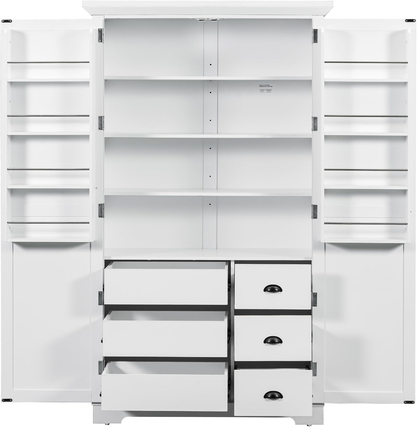 roomfitters 72" Kitchen Pantry Organizers and Storage Kitchen Cabinet, Hutch with Door Spice Racks and 6 Drawers, White