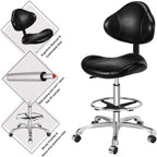 Kaleurrier Ergonomic Drafting Chair with Back Support,Multi-Functional Height Adjustable Swivel Rolling Stool,Multi-Purpose Home Office Desk Chair (Black)