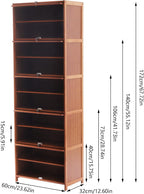 10-Tier Tall Bamboo Shoe Storage Cabinet, 67.72In Removable Freestanding Shoes Storage Cabinet with 5 Doors, 20 Pairs Sneakers Rack Organizer for Entryway Office Living Room, Brown