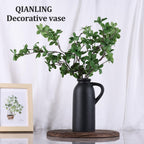 Black Ceramic Vase Set - 3 Small Matte Black Jug Vases, Farmhouse Country Flower Vase Home Decor, Living Room Decoration, Table Decoration, Fireplace Decor, and Entrance Decorations Centerpieces