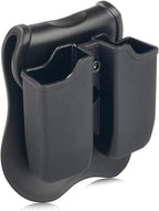 Double Magazine Pouch Fit Glock 17 19 22 23 26 27 31 32 33 34 35 37 38 39-9mm .40 Cal Dual Stack Mag Holder | Polymer Paddle Holster | 360°Adjustable Cant | Ambidextrous | Outside Waistband | Black