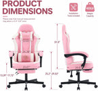 Mistpeople Gaming Chair, Ergonomic High Back Computer Chair with Footrest, Lumbar Support & Pocket Spring Cushion, Comfortable Swivel Home Office Desk Chair for Adults
