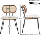 AQG Rattan Dining Chairs, Mid Century Modern Dining Chairs, Cane Back Chairs Set of 2, Cane Back Faux Leather, Kitchen & Dining Room Chairs with Metal Legs (Beige-PU, Set of 2-Rattan)