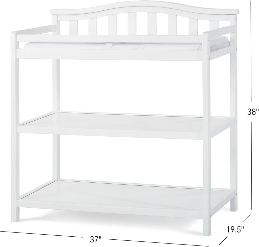 Child Craft Hampton Arch Top Crib and Changing Table Nursery Set, 2-Piece, Includes 4-in-1 Convertible Crib and Changing Table, Grows with Your Baby (Matte White)