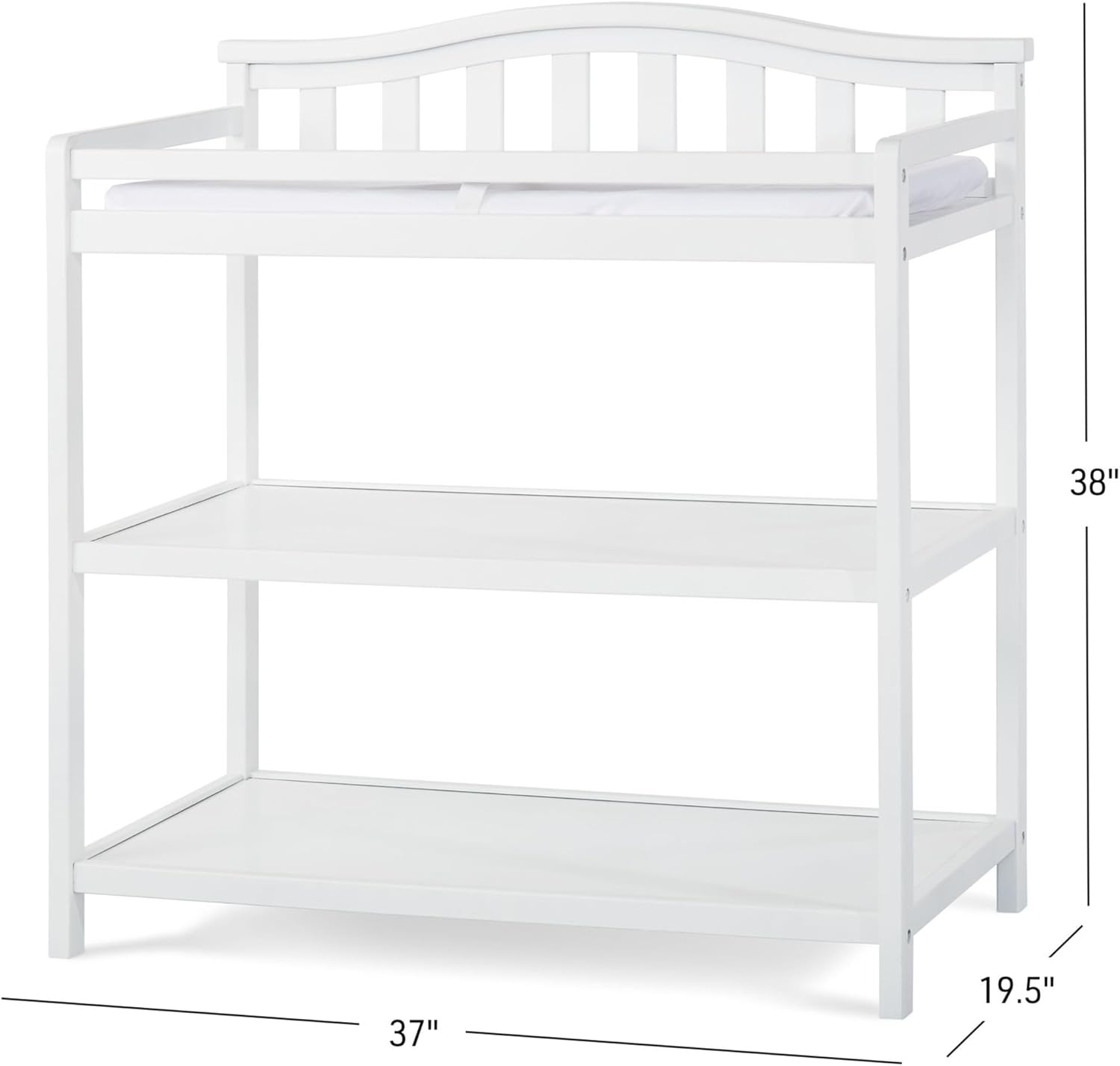 Child Craft Hampton Arch Top Crib and Changing Table Nursery Set, 2-Piece, Includes 4-in-1 Convertible Crib and Changing Table, Grows with Your Baby (Matte White)