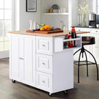 PHI VILLA Kitchen Island Cart on Wheels - Mobile Kitchen Island with Drop Leaf, Rolling Kitchen Table with Storage