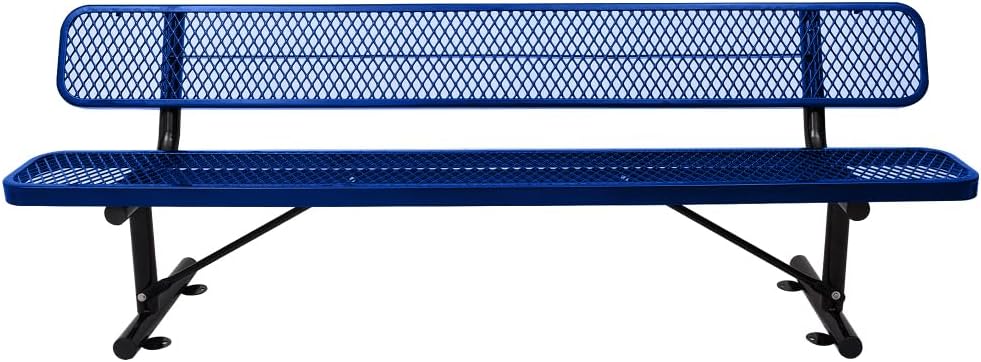 Outdoor Steel Bench with Backrest for Lawn and Patio Use 96 Inch Long Powder Coated Frame
