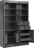 Tall Farmhouse Kitchen Pantry Storage Cabinet，47.2x15.7x75inch Freestanding Buffet with Hutch,Kitchen Pantry Cabinet with 4 Drawers,Door Shelves and Pull-out Trays for Dining room,Living Room,Gray