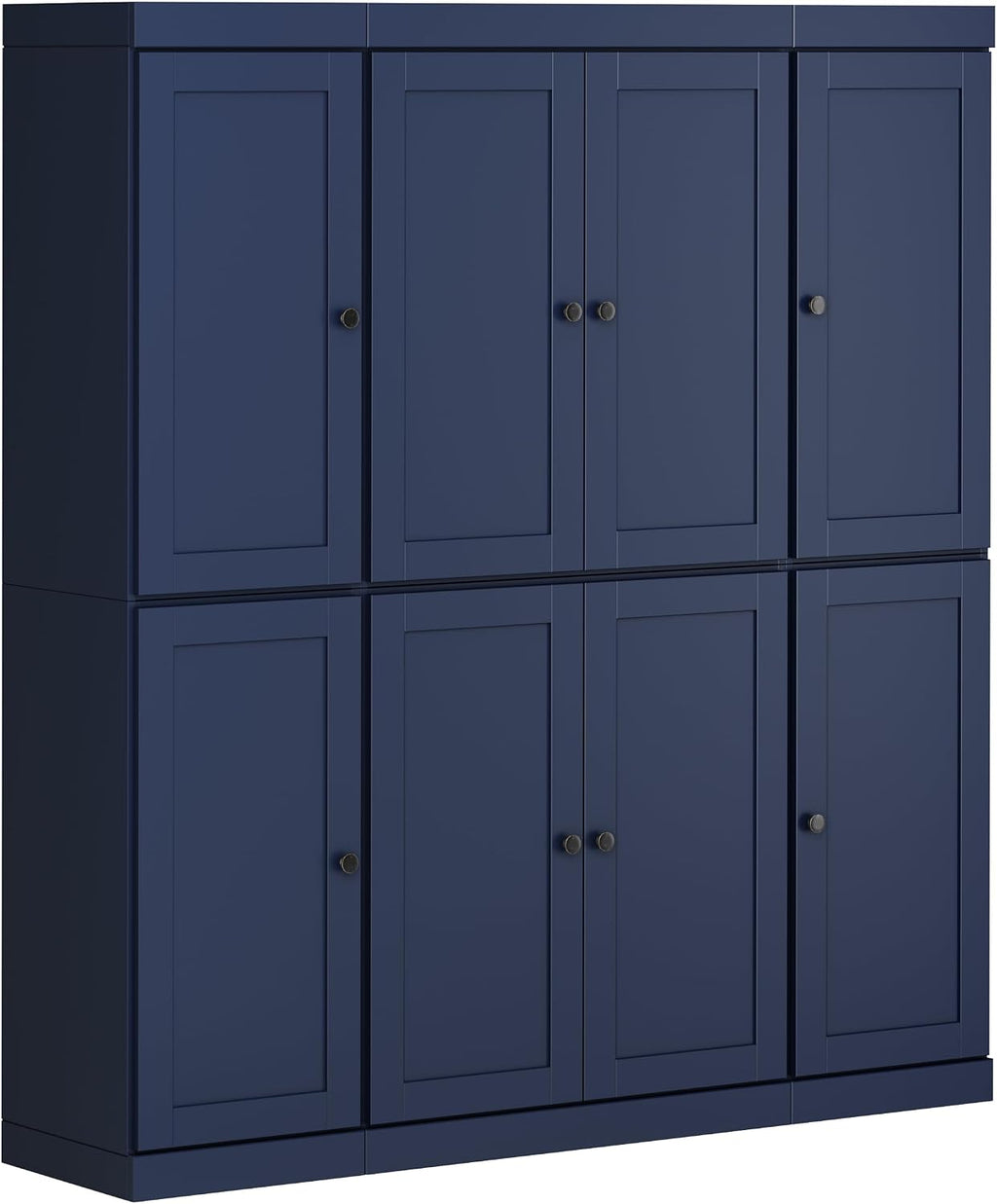 Palace Imports Solid Wood Pantry Cabinet – 71.5" Tall x 65" W - Wooden Storage Cabinet w/ 8 Shaker Doors, 2 Drawers, 12 Adjustable Shelves - Kitchen Cupboard - Navy Blue, 100% Eco-Friendly Pine Wood