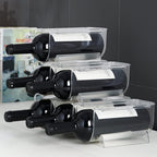 4 Pack Bottle Rack, Fridge Organizer Bottle Rack, Stackable Wine Rack Plastic Bottle Holder (4)