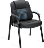 Sweetcrispy Waiting Room Office Guest Chairs Set of 2, PU Leather Big and Tall No Wheels Executive Office Chair with Padded Arms for Reception Conference Room Lobby
