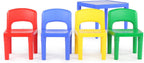 Humble Crew Kids Plastic Table and Chair Set, Toddler Activity Table with 4 Chairs, Lightweight Easy-Clean Kids Desk for Play, Snacks-Crafts, Indoor Outdoor Playroom Furniture, Blue/Primary