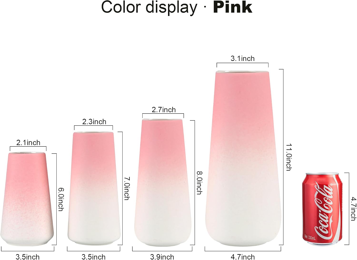 Pink Vase, Small Ceramic Vase, 8 inch Tall Vases for Flowers Pampas Grass Bud Roses Living Room Entry Table Bathroom Home Decor, Modern Style(Pink)