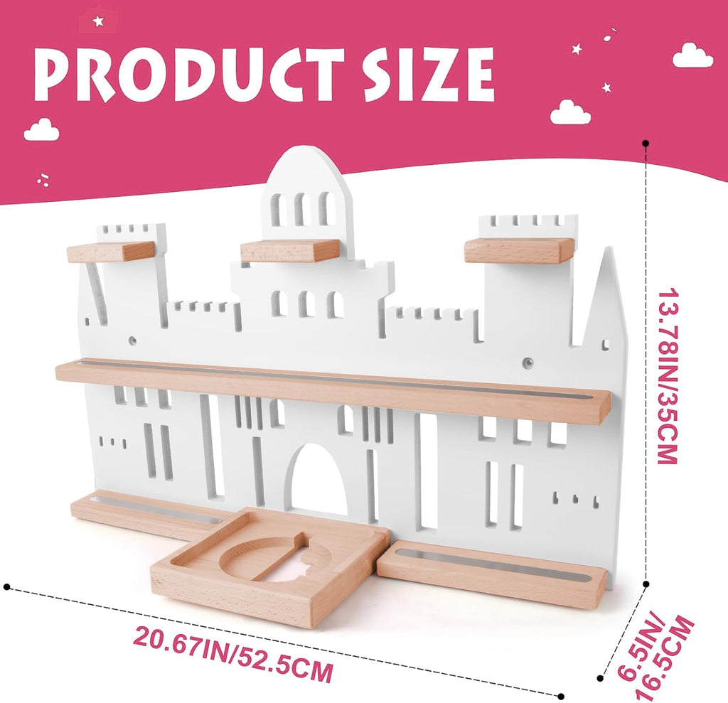 Givilio Tonie Shelf Castle for Toniebox,Wall Mounted Tonie Shelf Set,Tonie Figures Tonie Storage,Magnetic Wooden Floating Shelves Compatible with Toniebox for Kids Room (Pink)