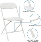 10pcs Folding Chair, Plastic Chairs with 330-Pound Capacity, Easy to Fold and Store Suitable for Indoor & Outdoor, Wedding, Party, Restaurant, Meeting Room, Patio and Garden, White
